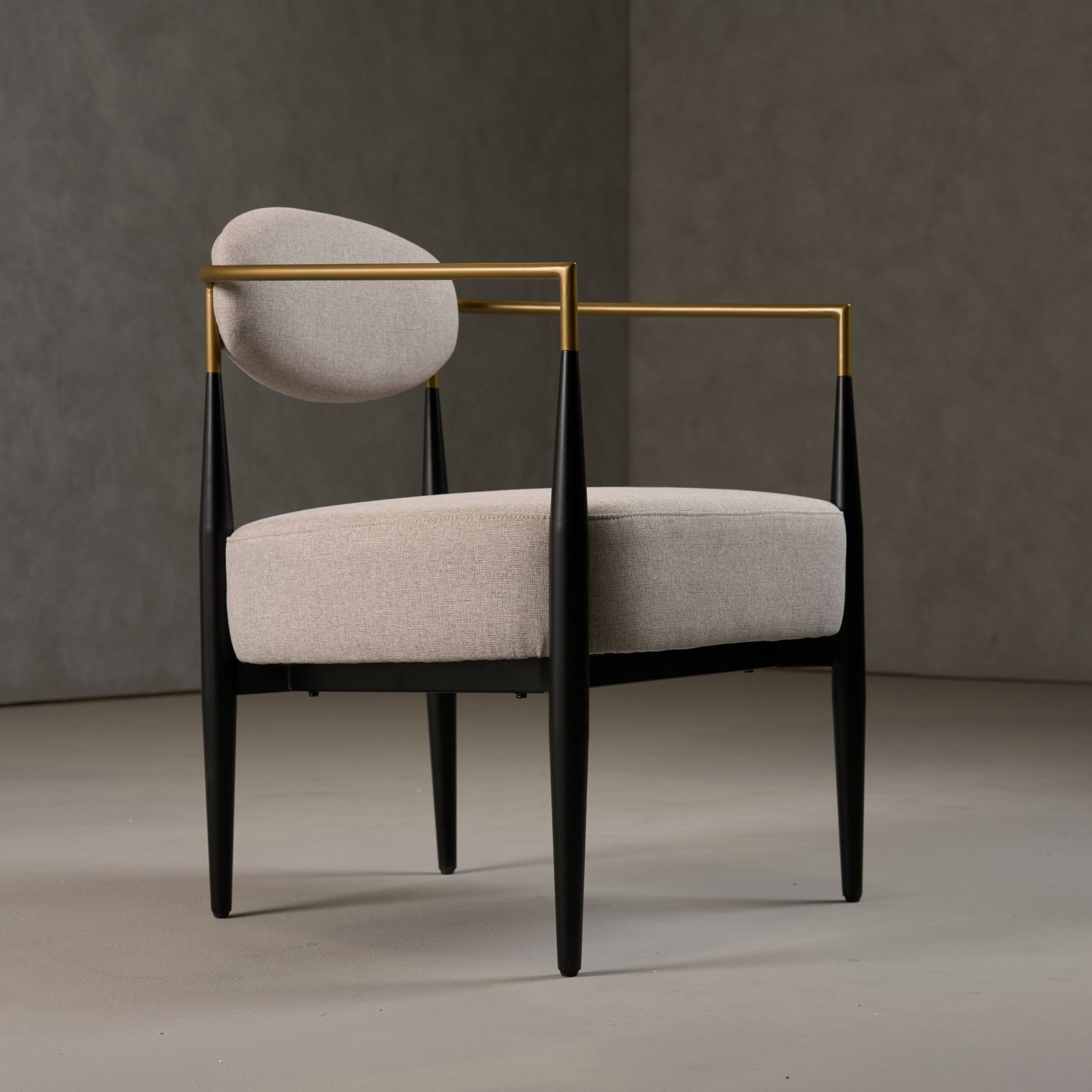 Modrest Liberty - Modern Beige Fabric + Black & Gold Accent Chair - Image 2