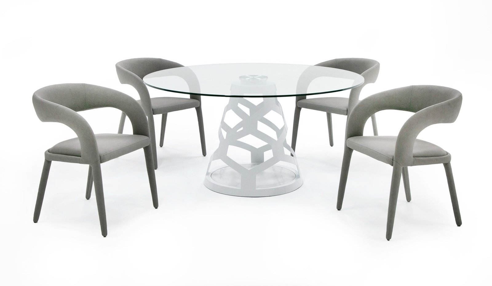 Modrest Lilly - Modern 12mm Round Glass + White Dining Table - Image 2