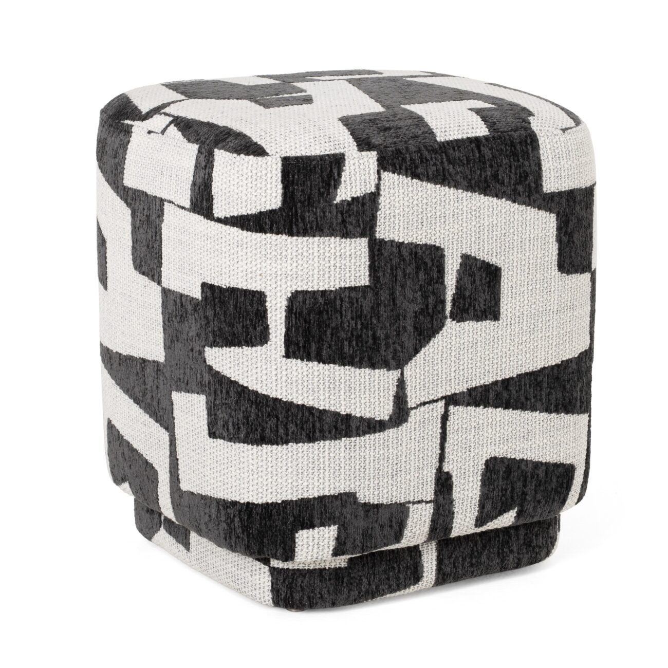 Divani Casa Loftis - Modern Black & White Fabric Ottoman - Image 2