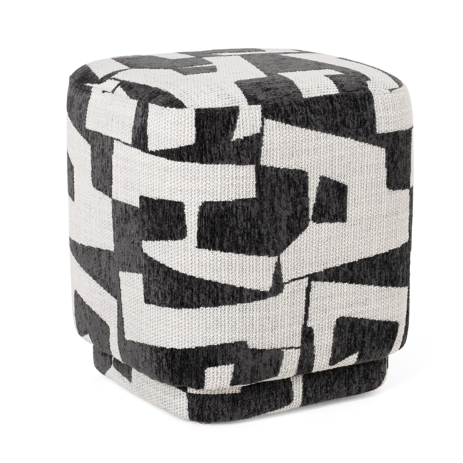 Divani Casa Loftis - Modern Black & White Fabric Ottoman - Image 2