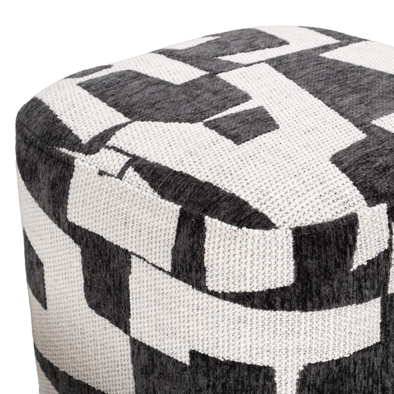 Divani Casa Loftis - Modern Black & White Fabric Ottoman - Image 3