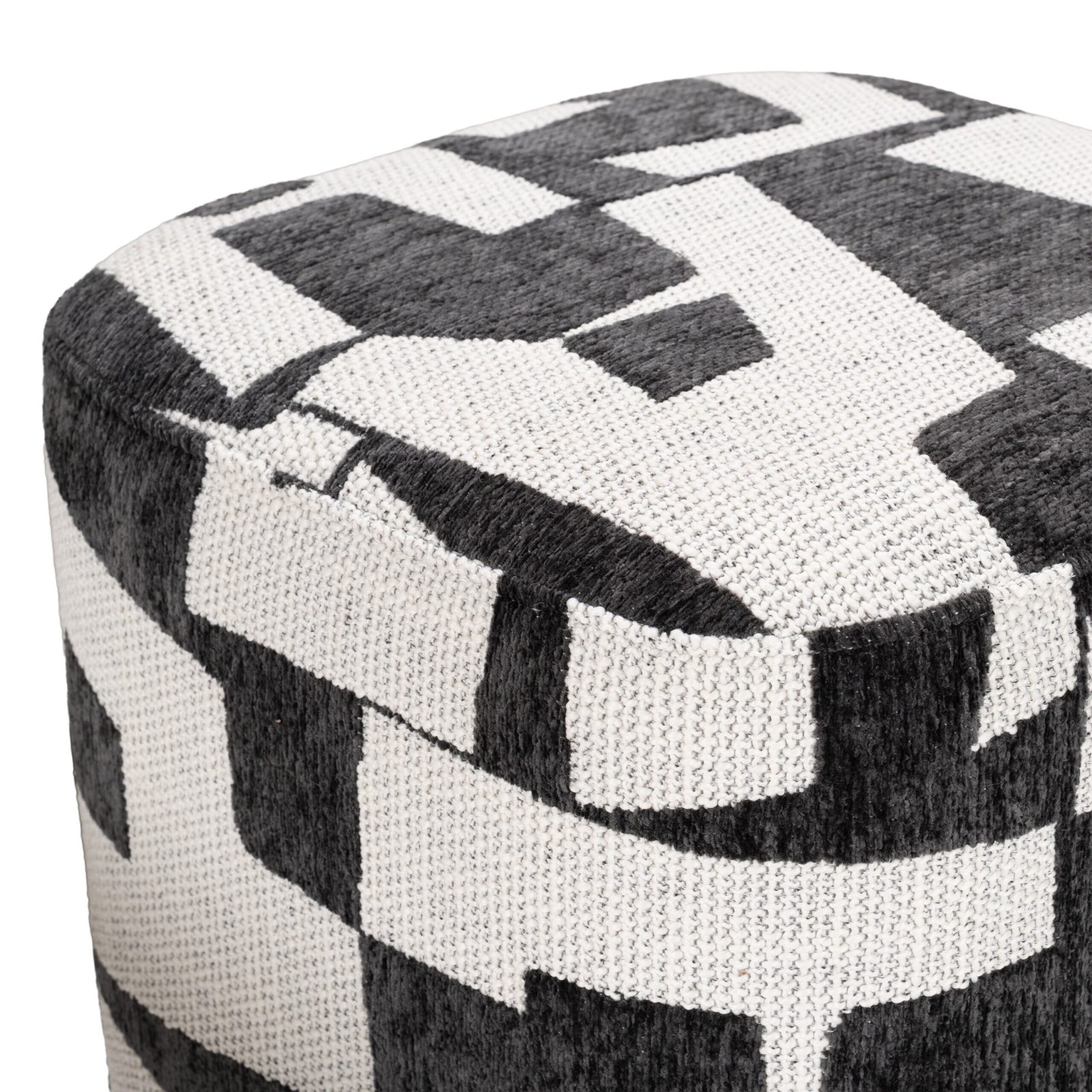 Divani Casa Loftis - Modern Black & White Fabric Ottoman - Image 3
