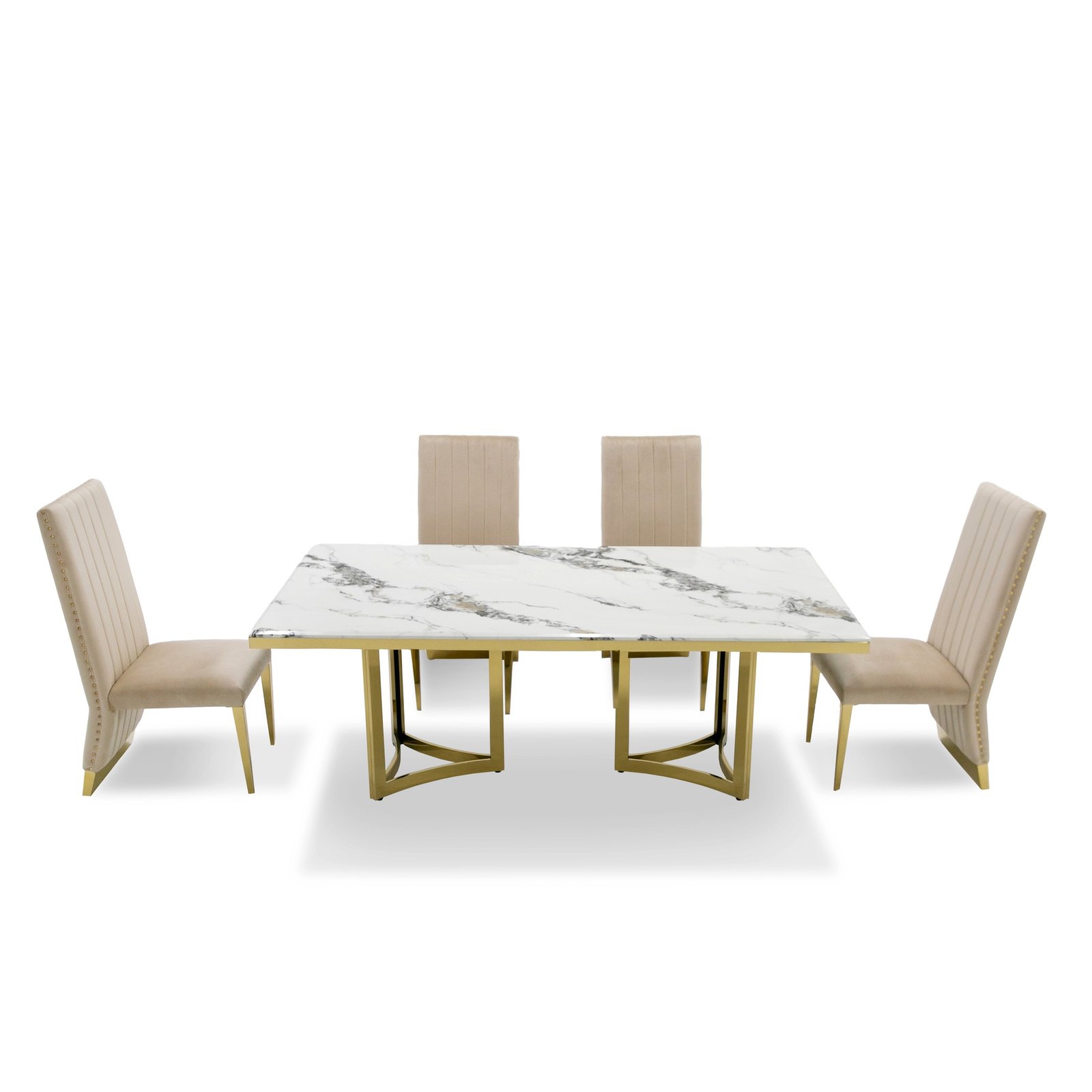 Modrest Loomis - White Marble & Gold Dining Table - Image 2