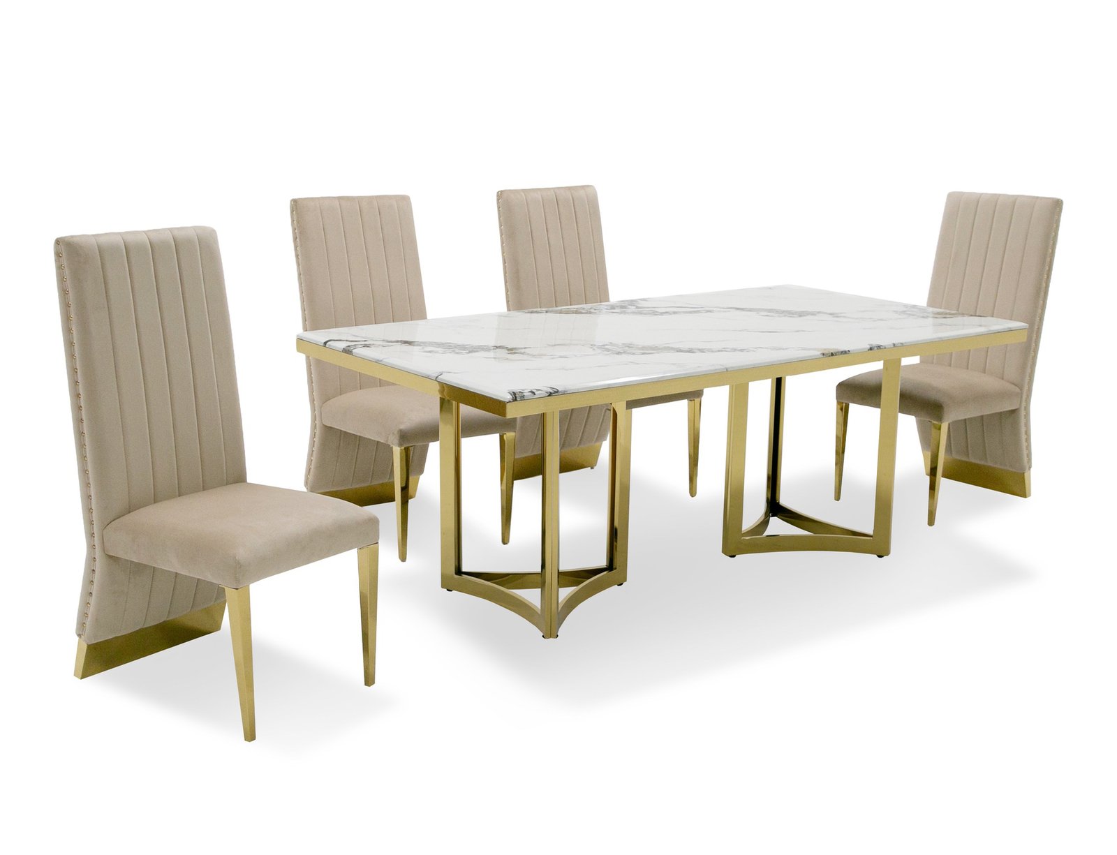 Modrest Loomis - White Marble & Gold Dining Table