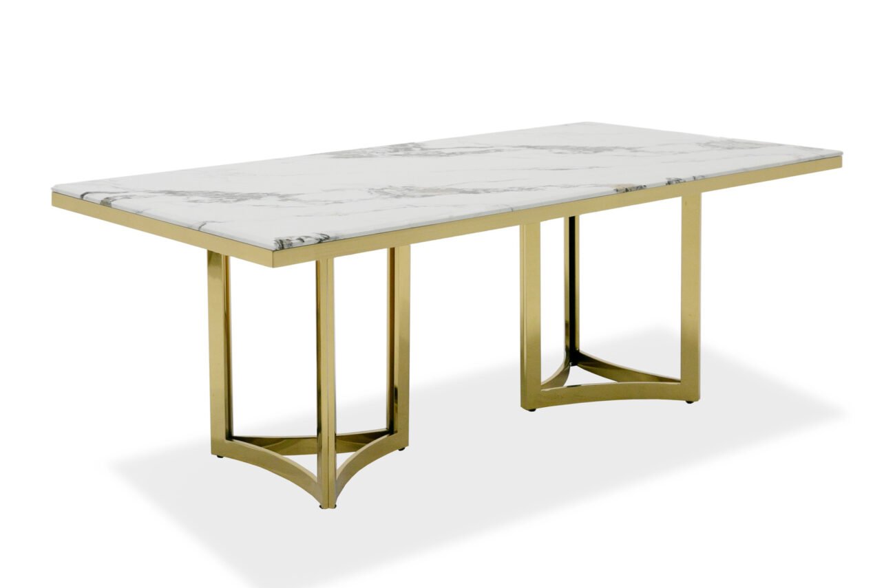 Modrest Loomis - White Marble & Gold Dining Table - Image 5