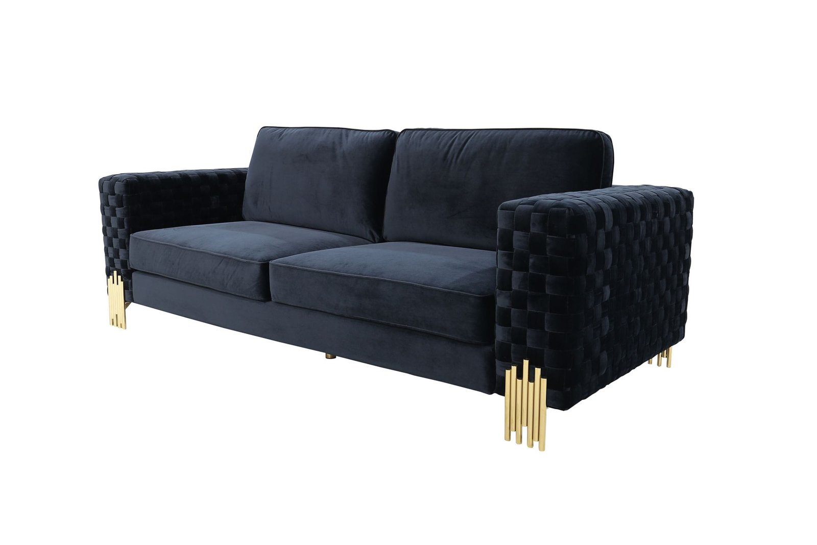 Divani Casa Lori - Modern Velvet Glam Black & Gold Sofa - Image 2