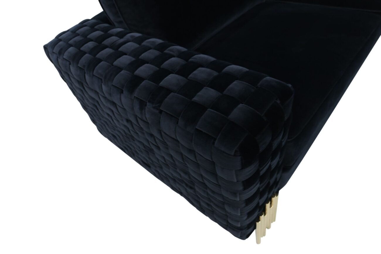 Divani Casa Lori - Modern Velvet Glam Black & Gold Sofa - Image 5
