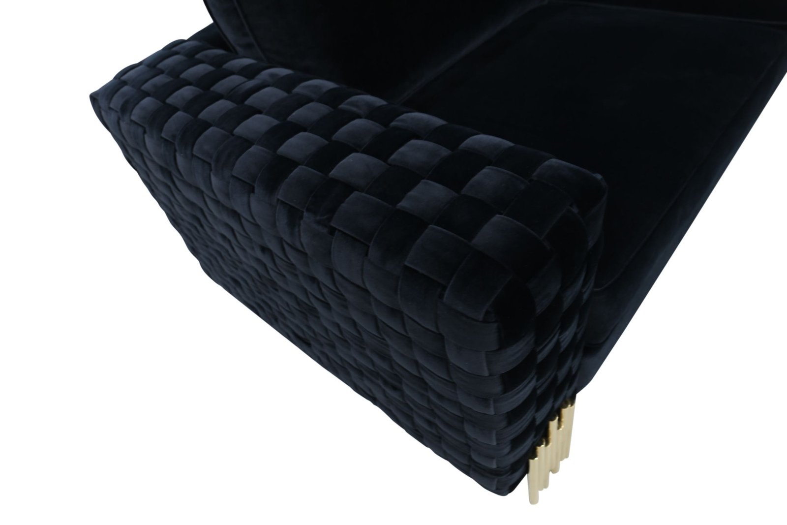 Divani Casa Lori - Modern Velvet Glam Black & Gold Sofa - Image 5