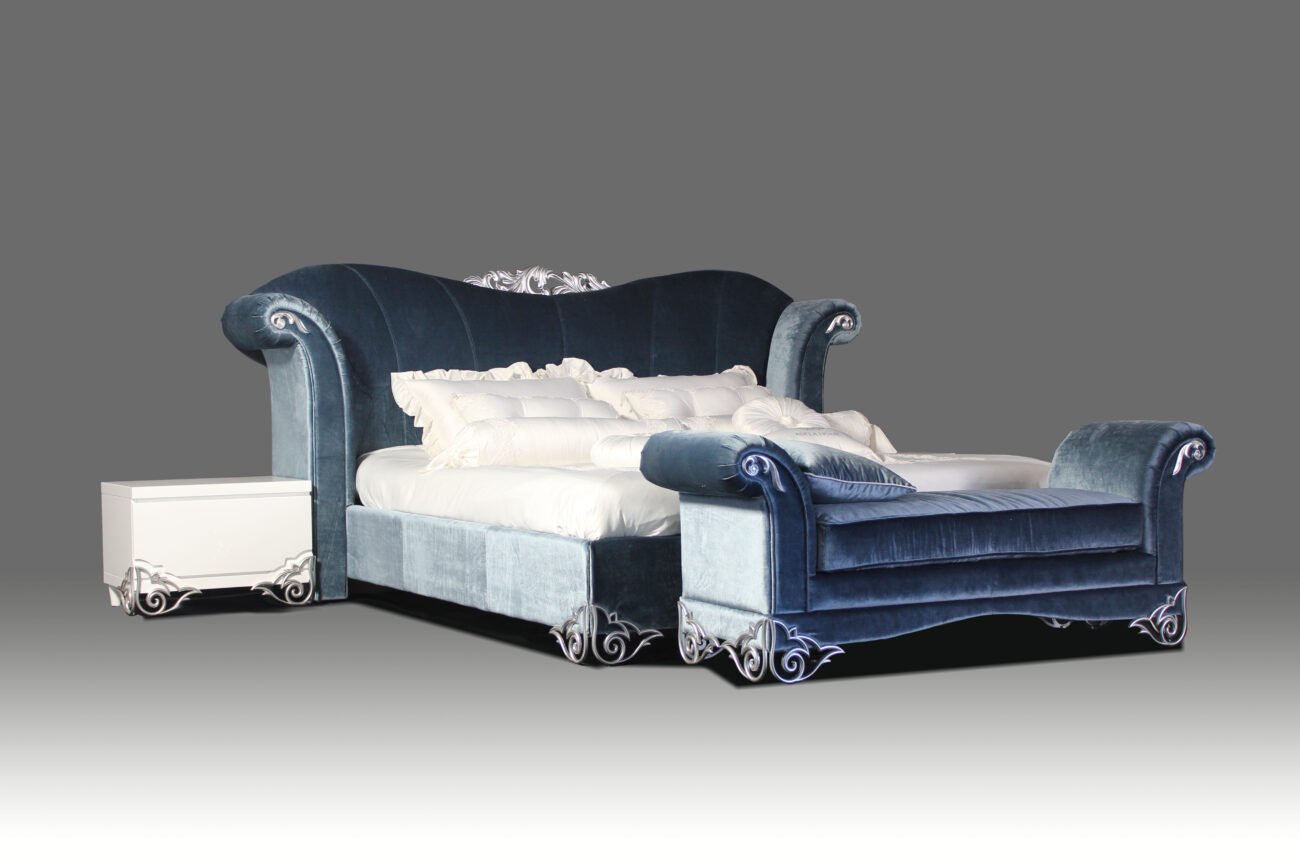 Rita Transitional Velour Fabric Bench - Image 2