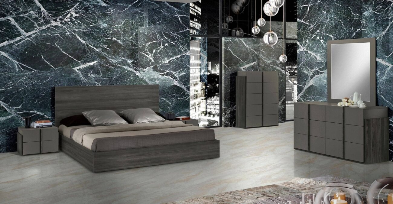 Eastern King Nova Domus Lucia - Italian Modern Matte Grey / Elm Grey Bedroom Set