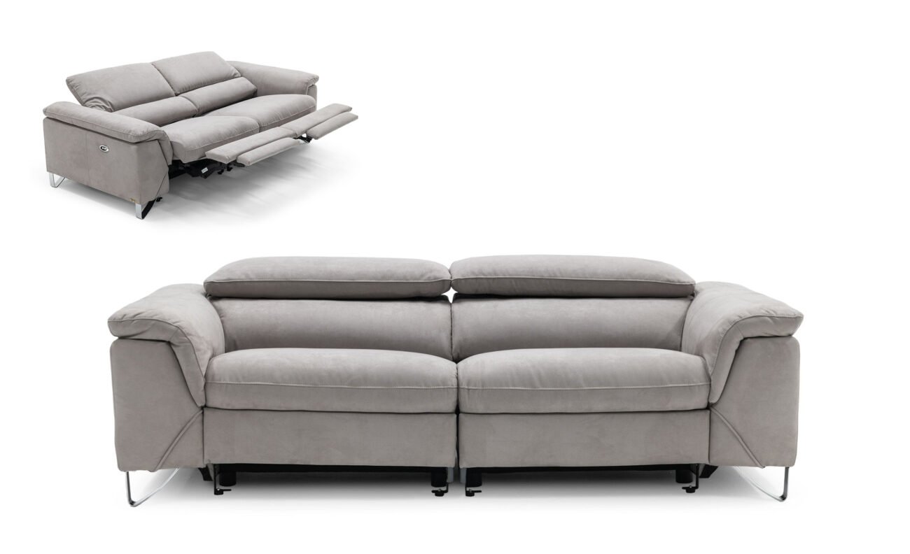 Divani Casa Maine - Modern Light Grey Fabric Sofa w/ Electric Recliners - Image 3