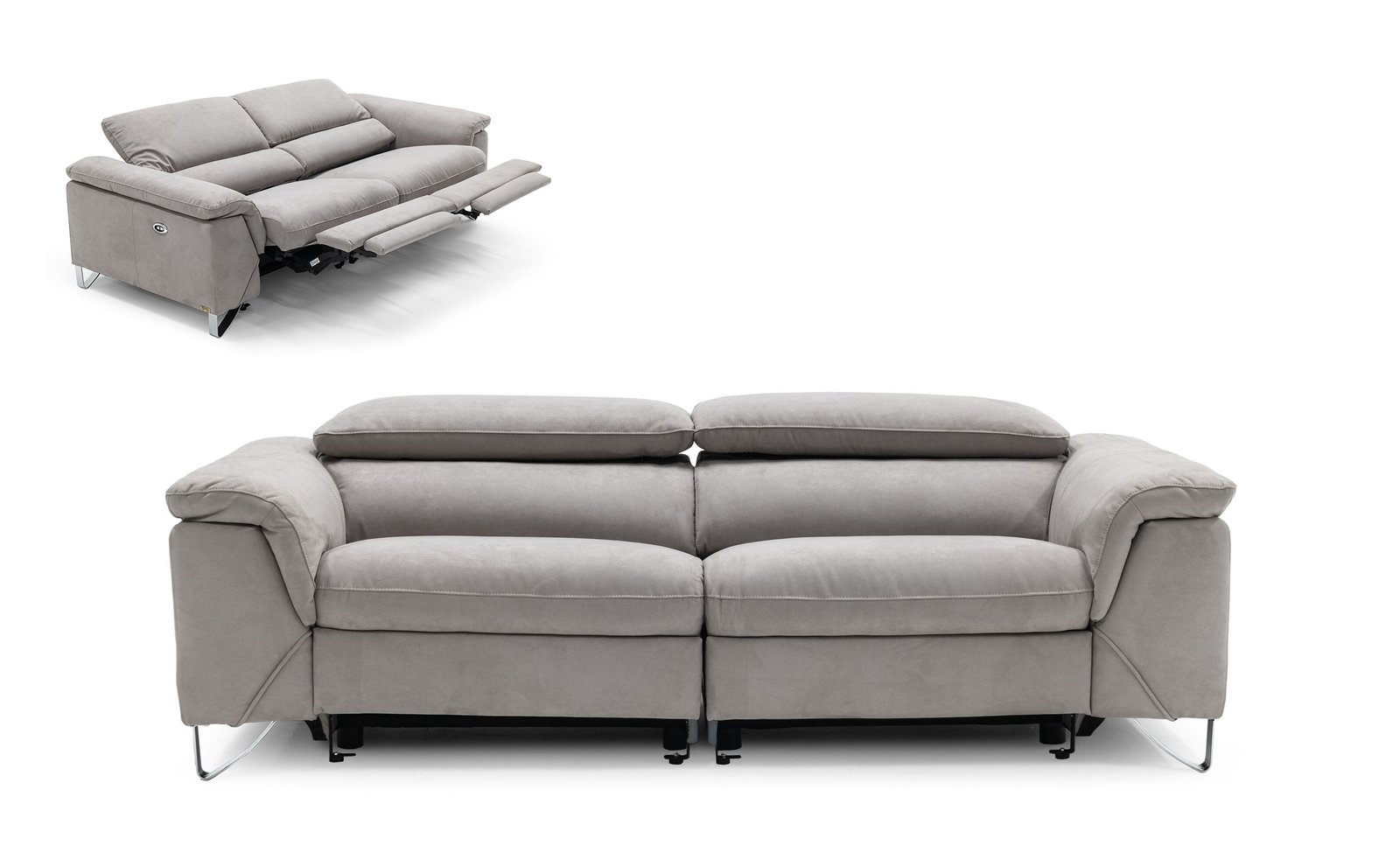 Divani Casa Maine - Modern Light Grey Fabric Sofa w/ Electric Recliners - Image 3