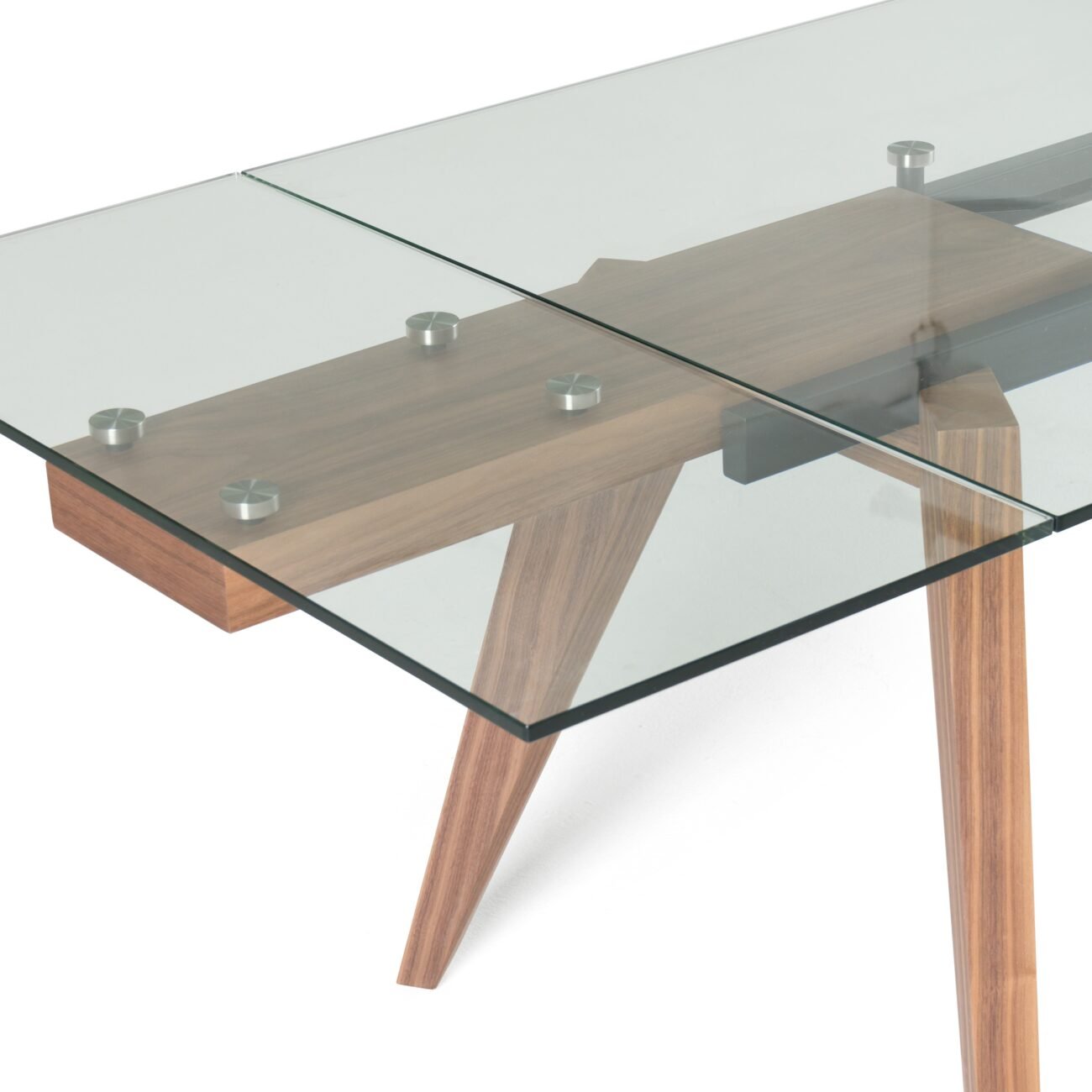 Modrest Marcus - Modern Glass + Walnut Extendable Dining Table - Image 4