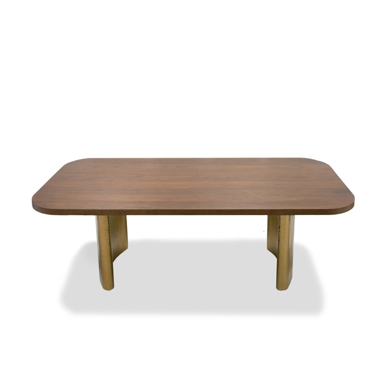 Modrest Marjorie - Modern Walnut + Brushed Gold Rectangular Dining Table - Image 2
