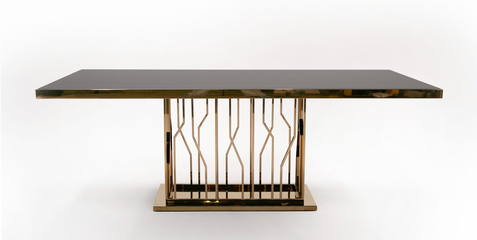Modrest Marston Modern Black Glass & Rosegold Dining Table - Image 5