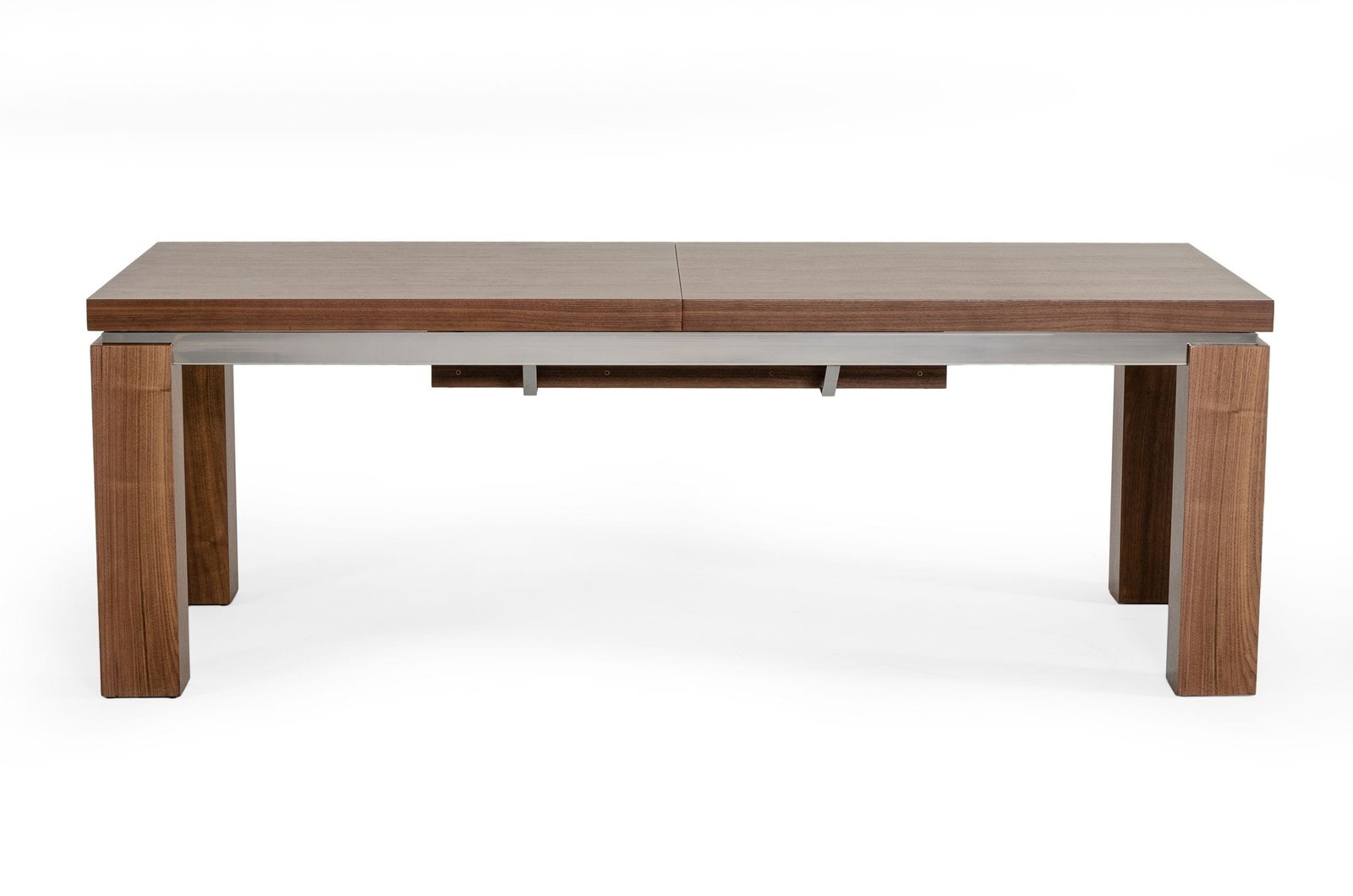 Modrest Maxi - Modern Walnut & Stainless Steel Dining Table - Image 4