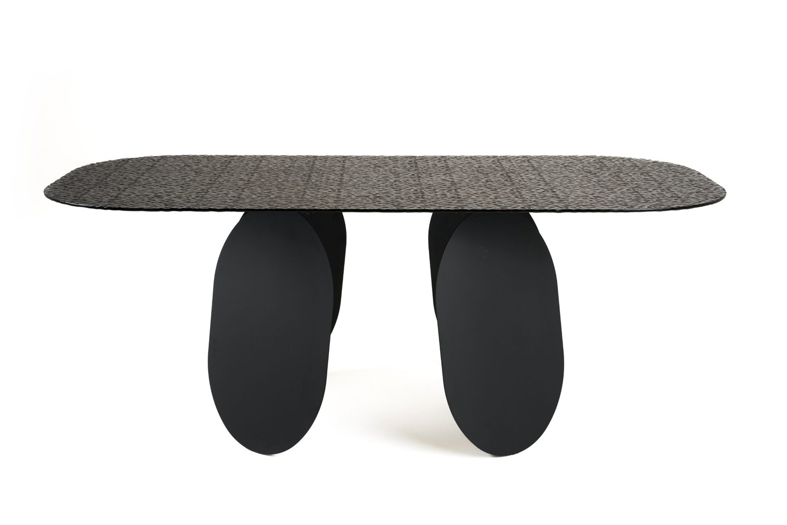 Modrest Maxine - Modern Hammered Grey Glass Rectangular Dining Table - Image 3