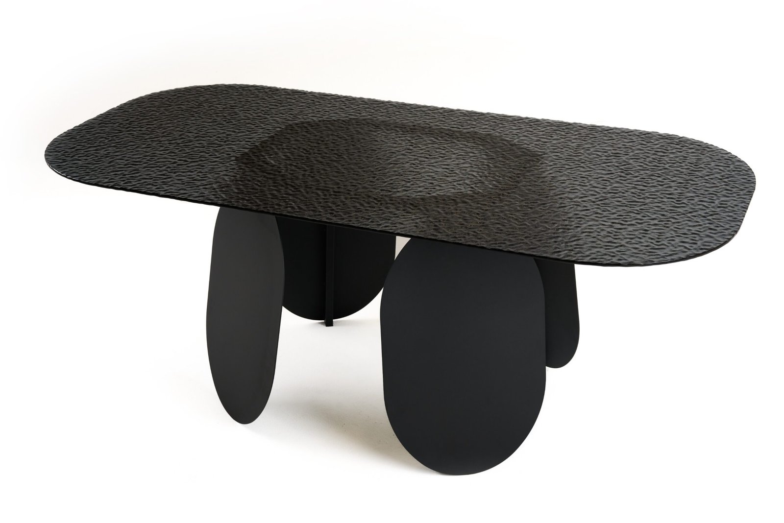 Modrest Maxine - Modern Hammered Grey Glass Rectangular Dining Table - Image 4