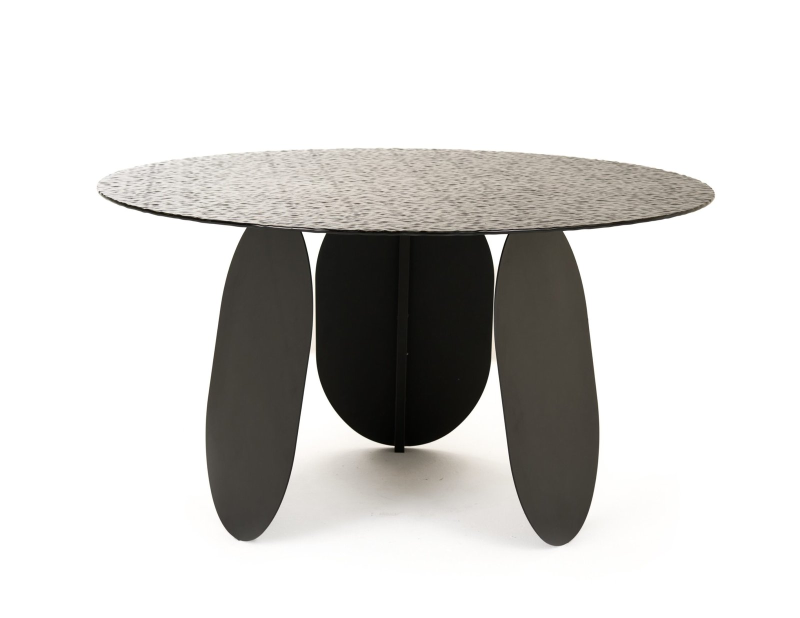 Modrest Maxine - Modern Hammered Grey Glass Round Dining Table - Image 2