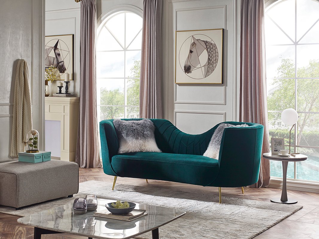Divani Casa Loretta Modern Green Velvet Sofa - Image 3