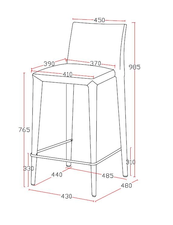Modrest Medford Mid-Century Grey Fabric Bar Stool - Image 3