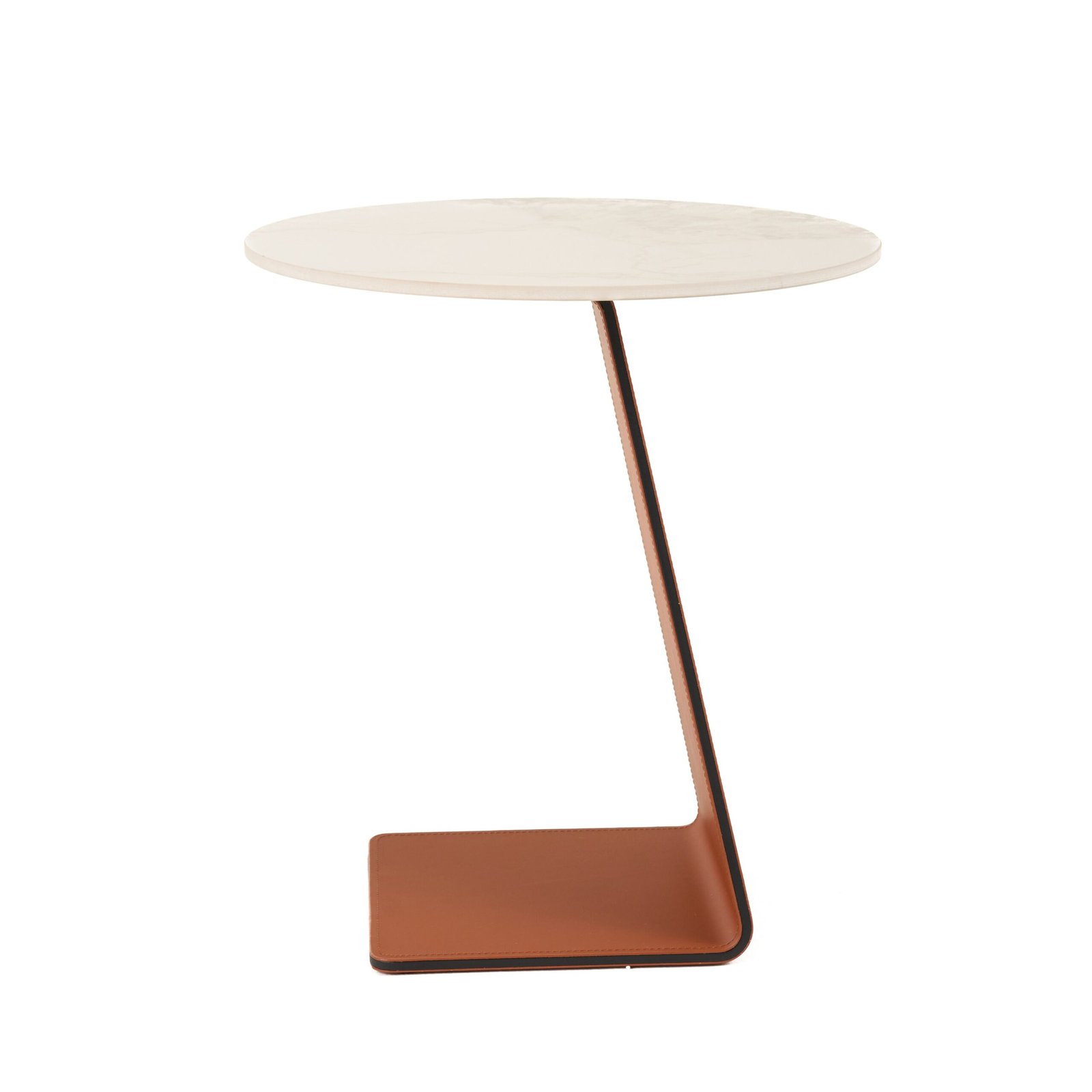 Modrest Merkel - Modern Ceramic + Leather End Table - Image 2