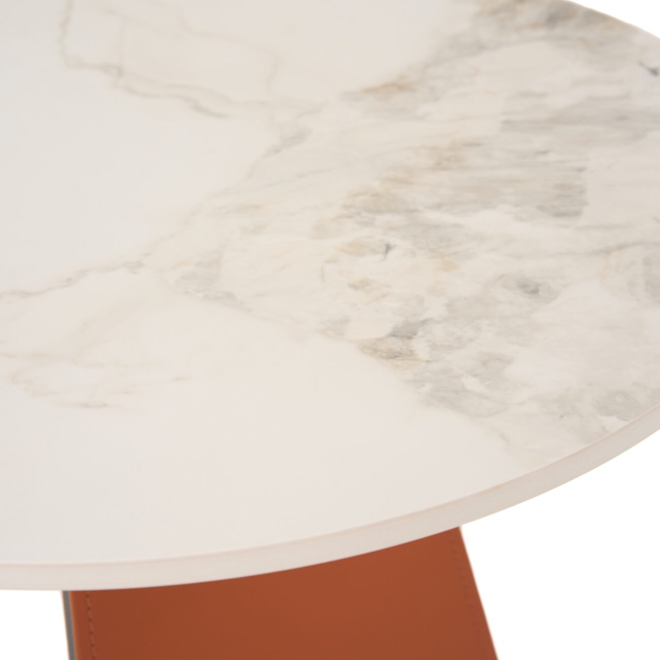 Modrest Merkel - Modern Ceramic + Leather End Table - Image 5