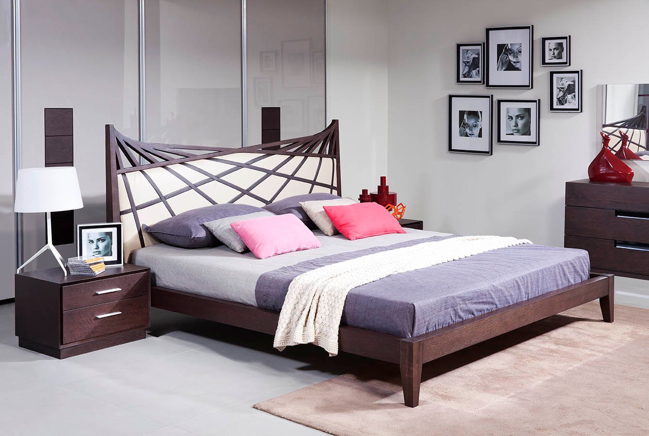 Modrest Prism Modern Brown & Beige Bonded Leather Bed - Image 2