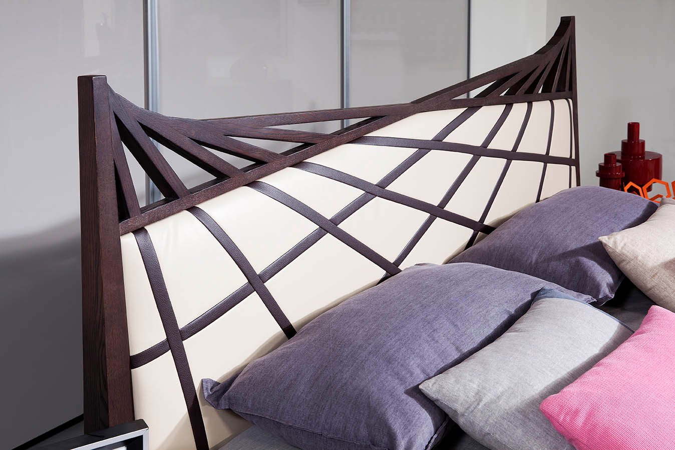 Modrest Prism Modern Brown & Beige Bonded Leather Bed - Image 3