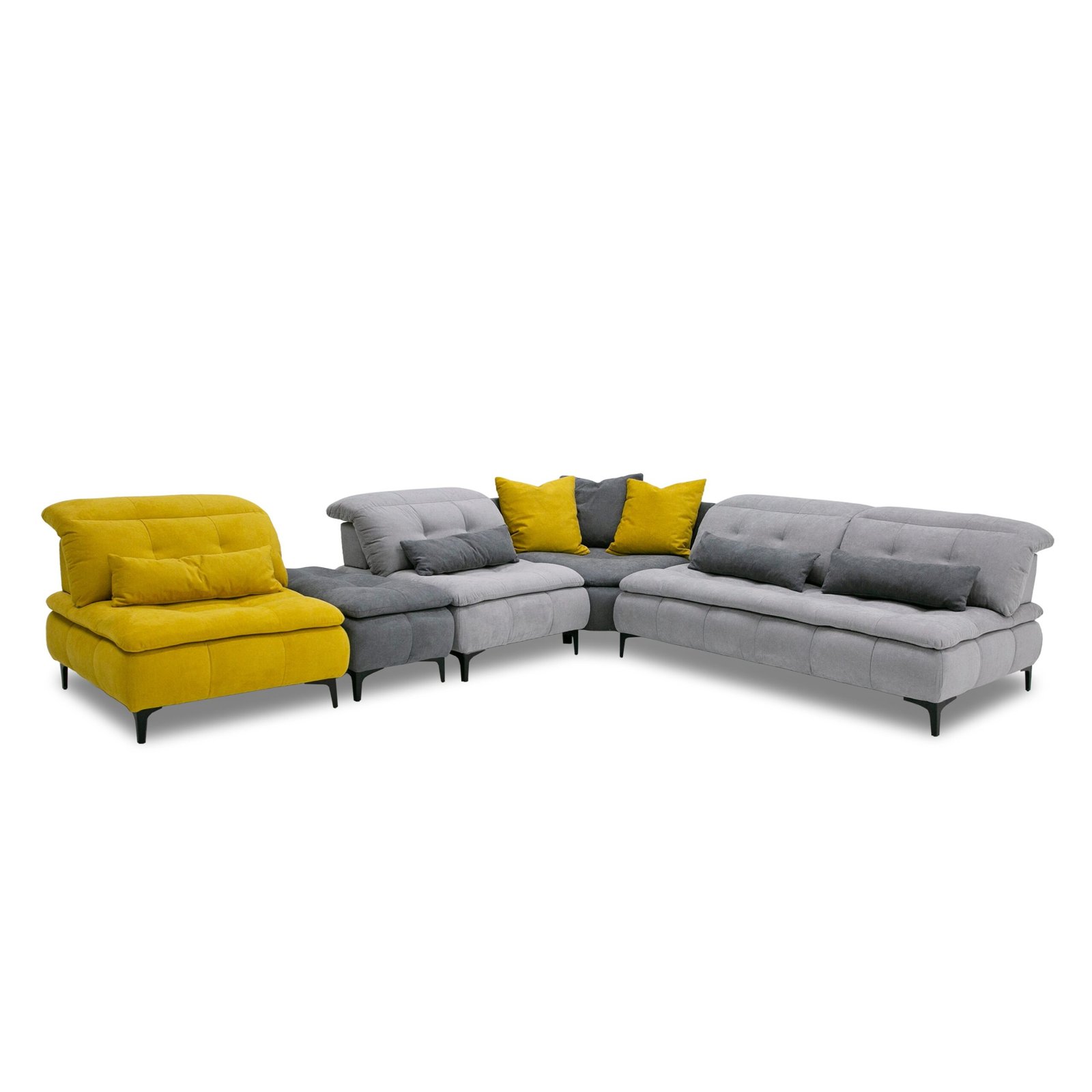 David Ferrari Mikado - Italian Modern Grey + Yellow Fabric Modular Sectional Sofa