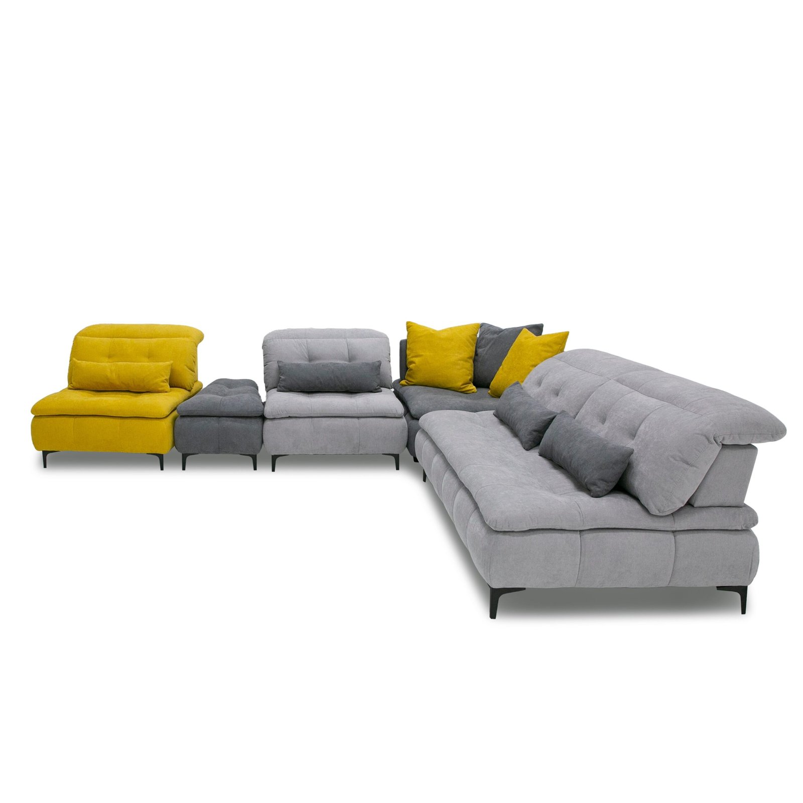 David Ferrari Mikado - Italian Modern Grey + Yellow Fabric Modular Sectional Sofa - Image 2