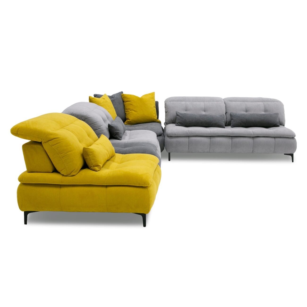 David Ferrari Mikado - Italian Modern Grey + Yellow Fabric Modular Sectional Sofa - Image 4