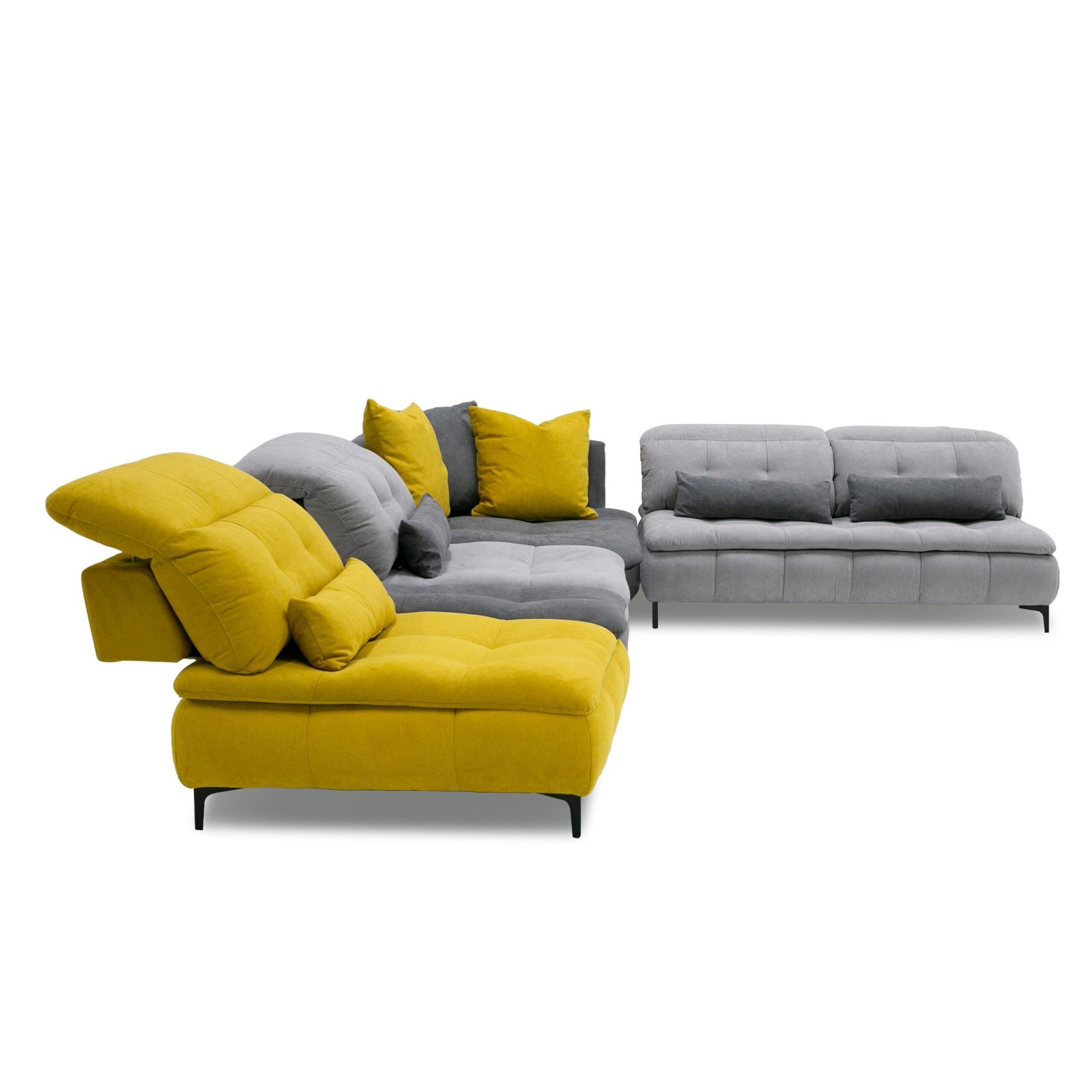 David Ferrari Mikado - Italian Modern Grey + Yellow Fabric Modular Sectional Sofa - Image 5