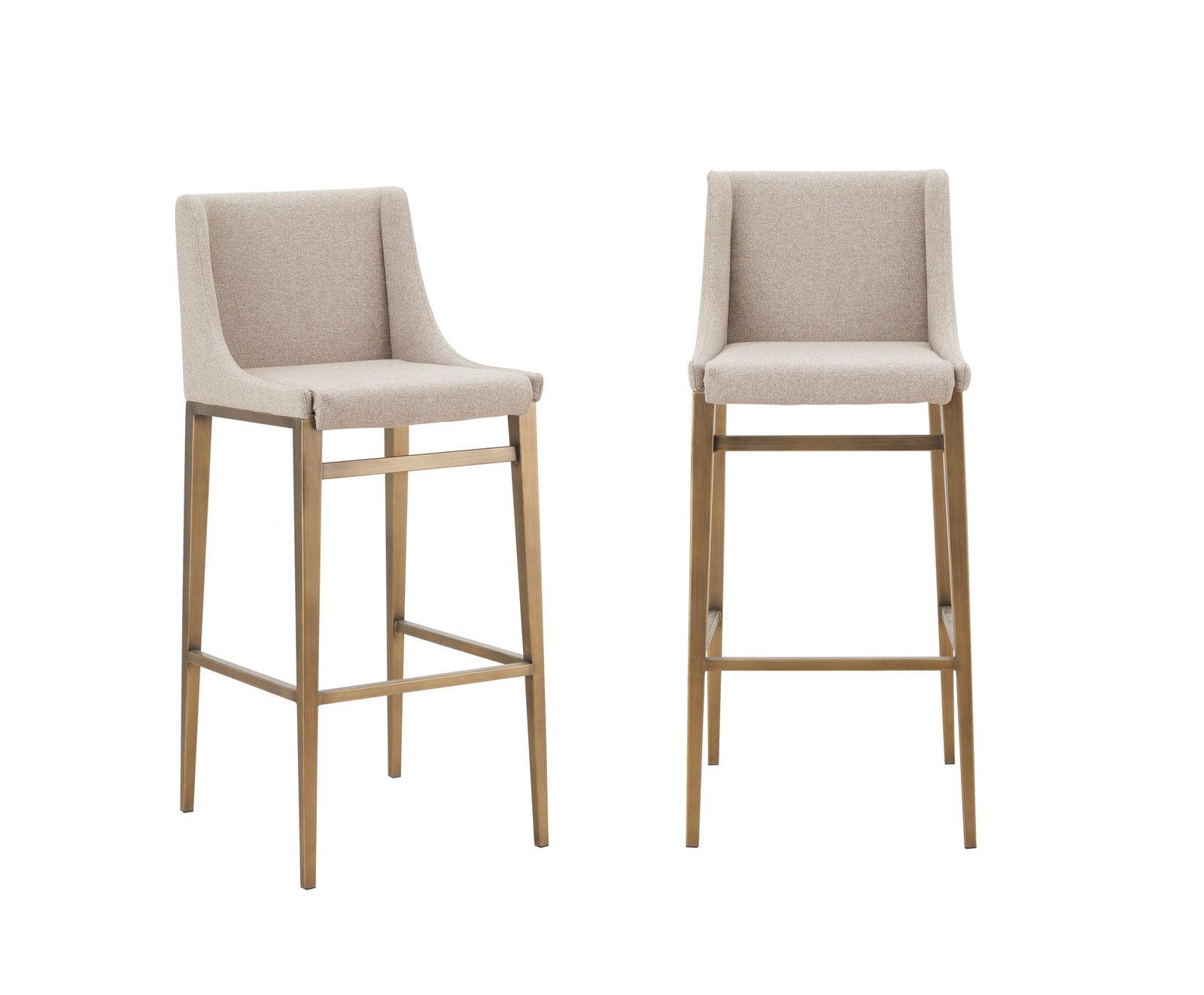 Modrest Mimi - Contemporary Beige + Brass Bar Stool (Set of 2) - Image 4