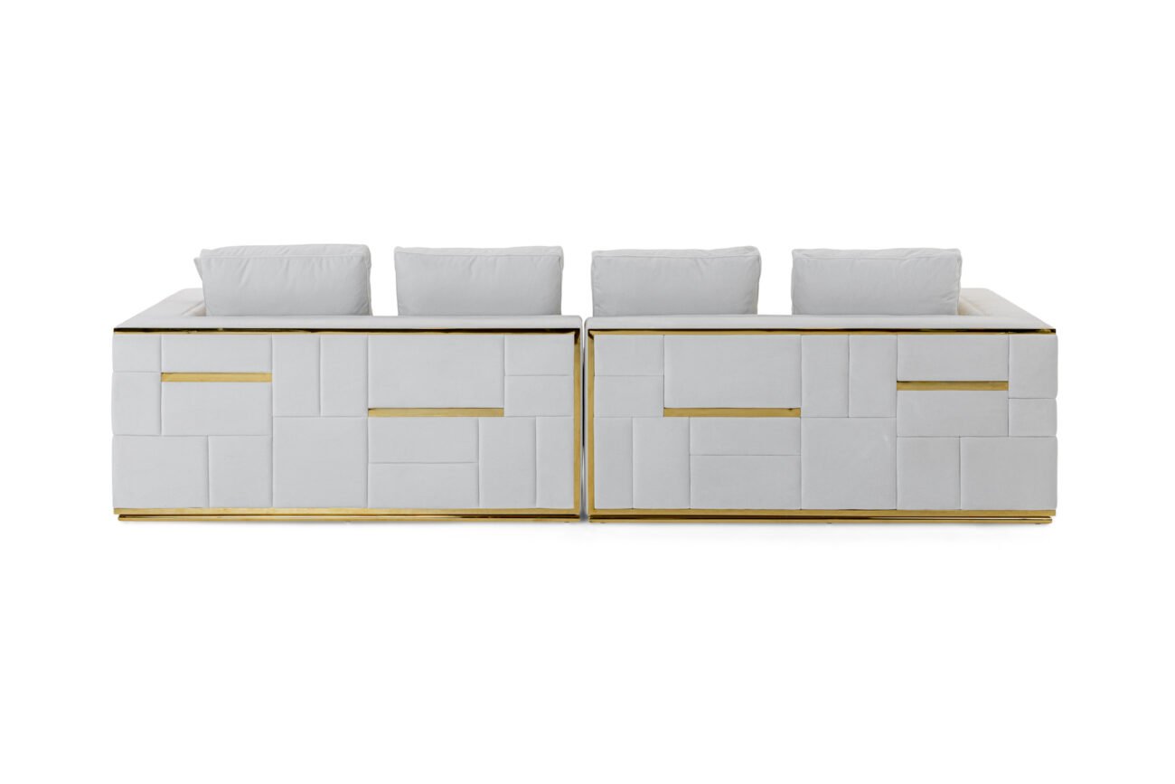Divani Casa Mobray - Glam Light Grey Velvet + Gold Sofa - Image 3