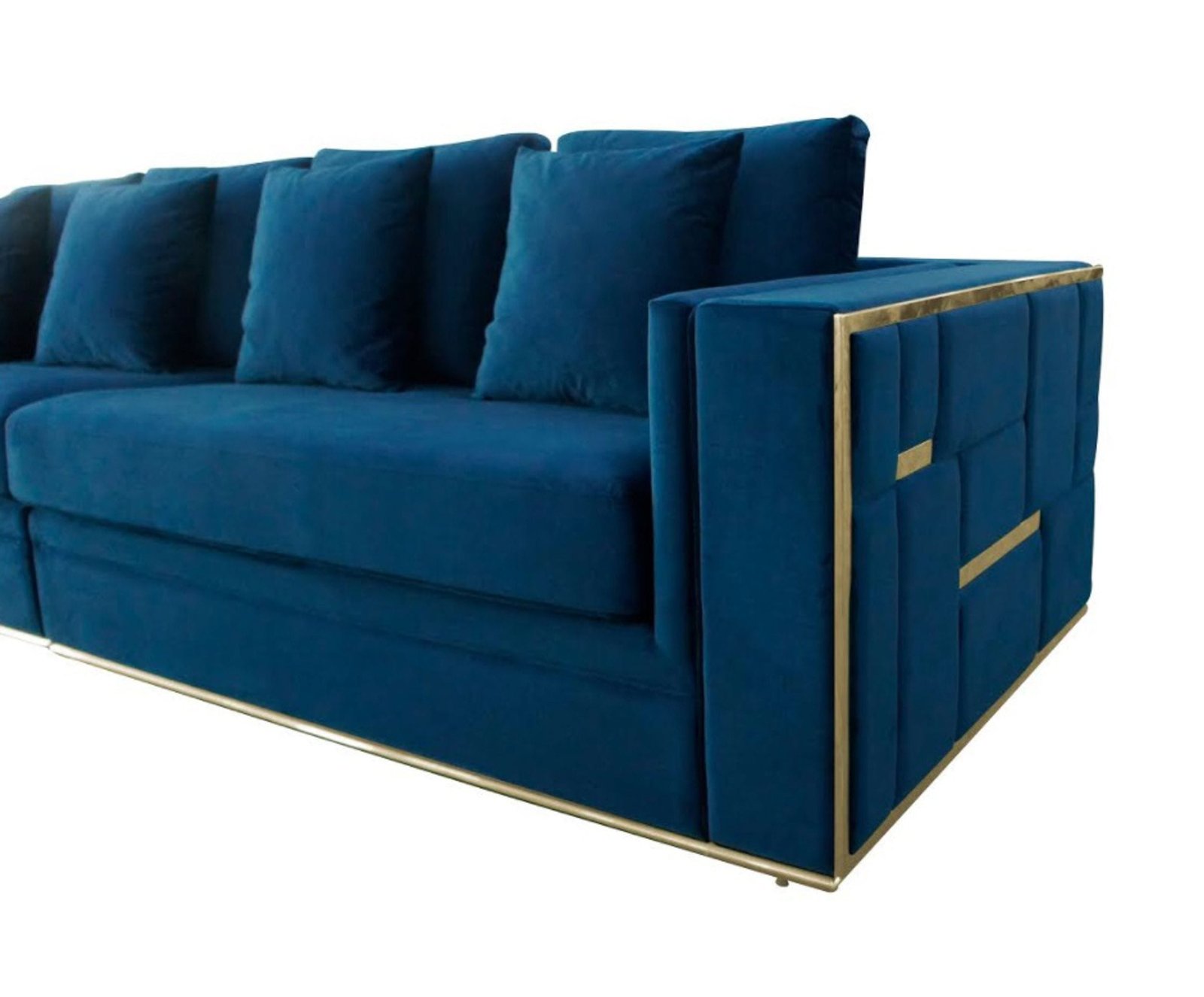 Divani Casa Mobray - Glam Blue & Gold Fabric Sofa - Image 2
