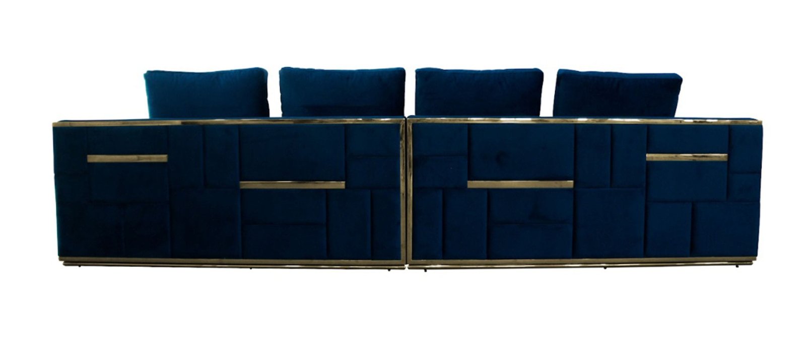 Divani Casa Mobray - Glam Blue & Gold Fabric Sofa - Image 3