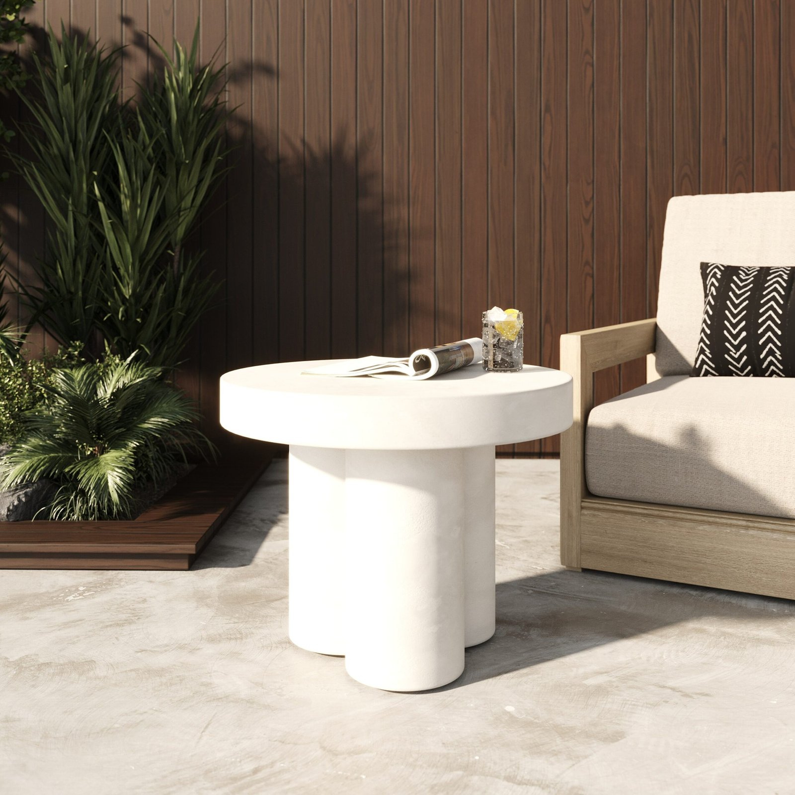 Modrest Bruni - Modern White Concrete End Table - Image 2