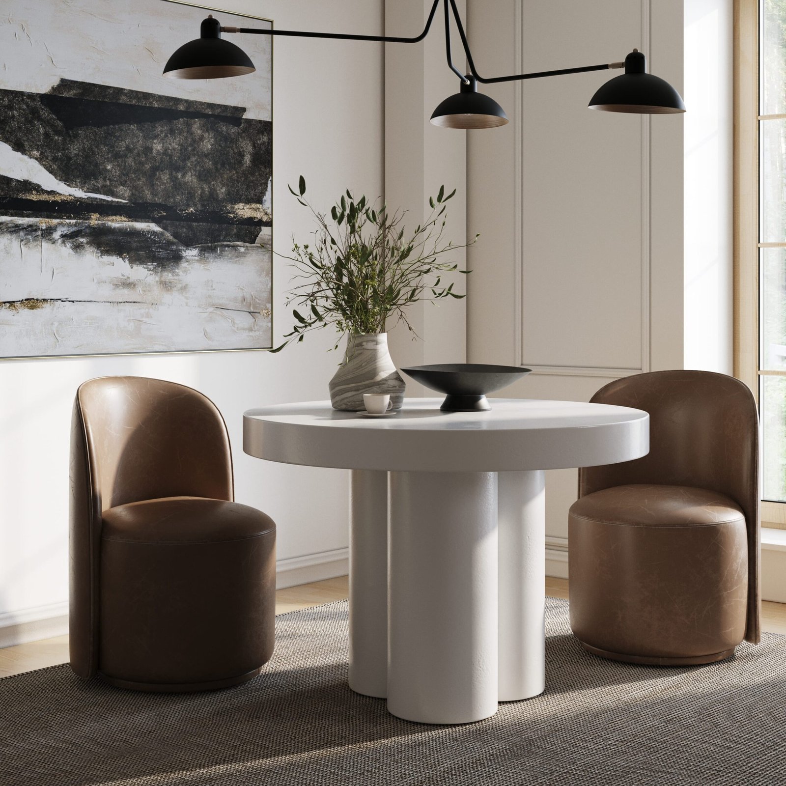 Modrest Bruni - Modern White Concrete Round Dining Table
