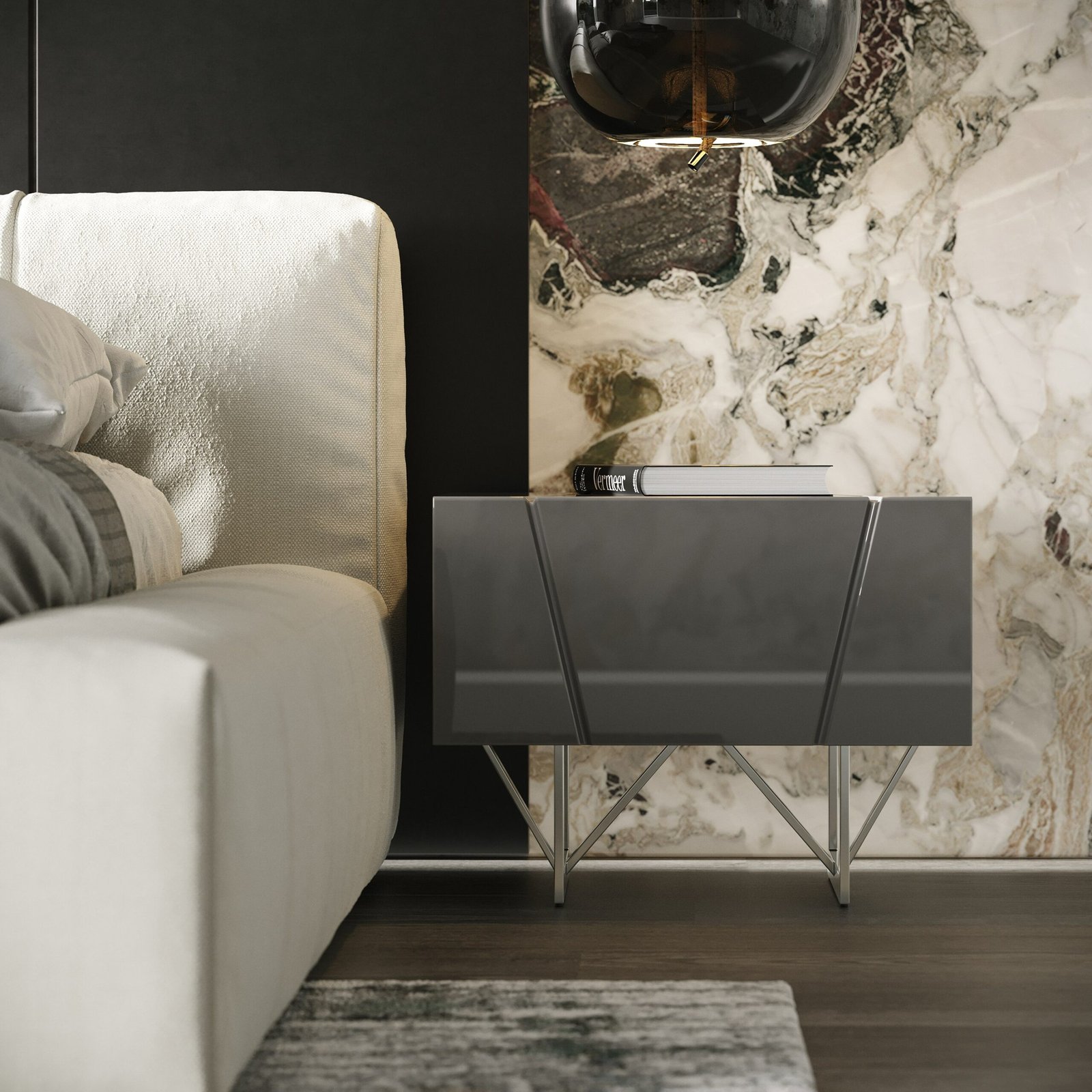 Modrest Chrysler Modern Grey Nightstand - Image 3