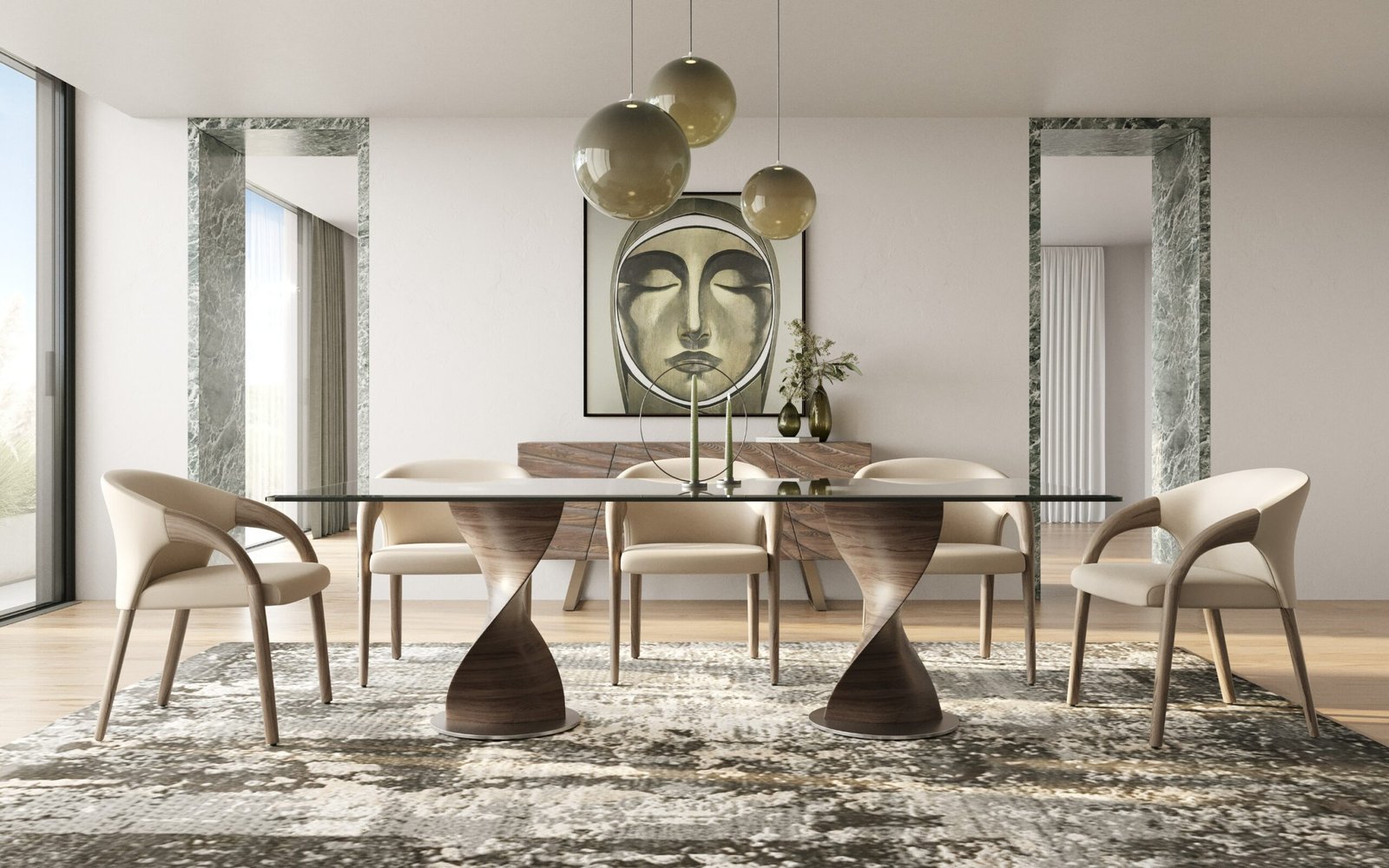 Modrest Cleveland - Contemporary Glass and Grey Ash Dining Table - Image 4