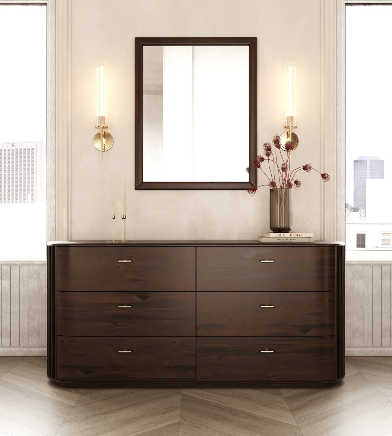 Modrest Fields - Modern Walnut Acacia Mirror - Image 3