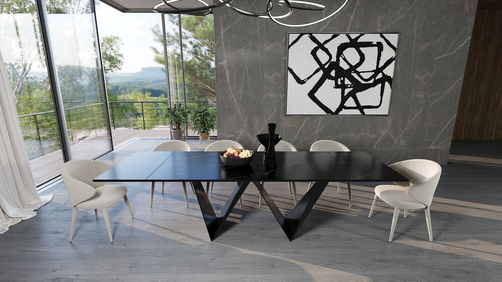Modrest Fritz - Modern Black Extendable Ceramic Dining Table - Image 4