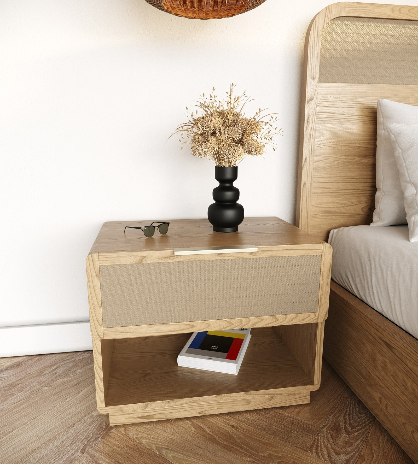 Modrest Gavin - Modern Natural Ash + Rattan 4-Piece Bedroom Set - Image 3
