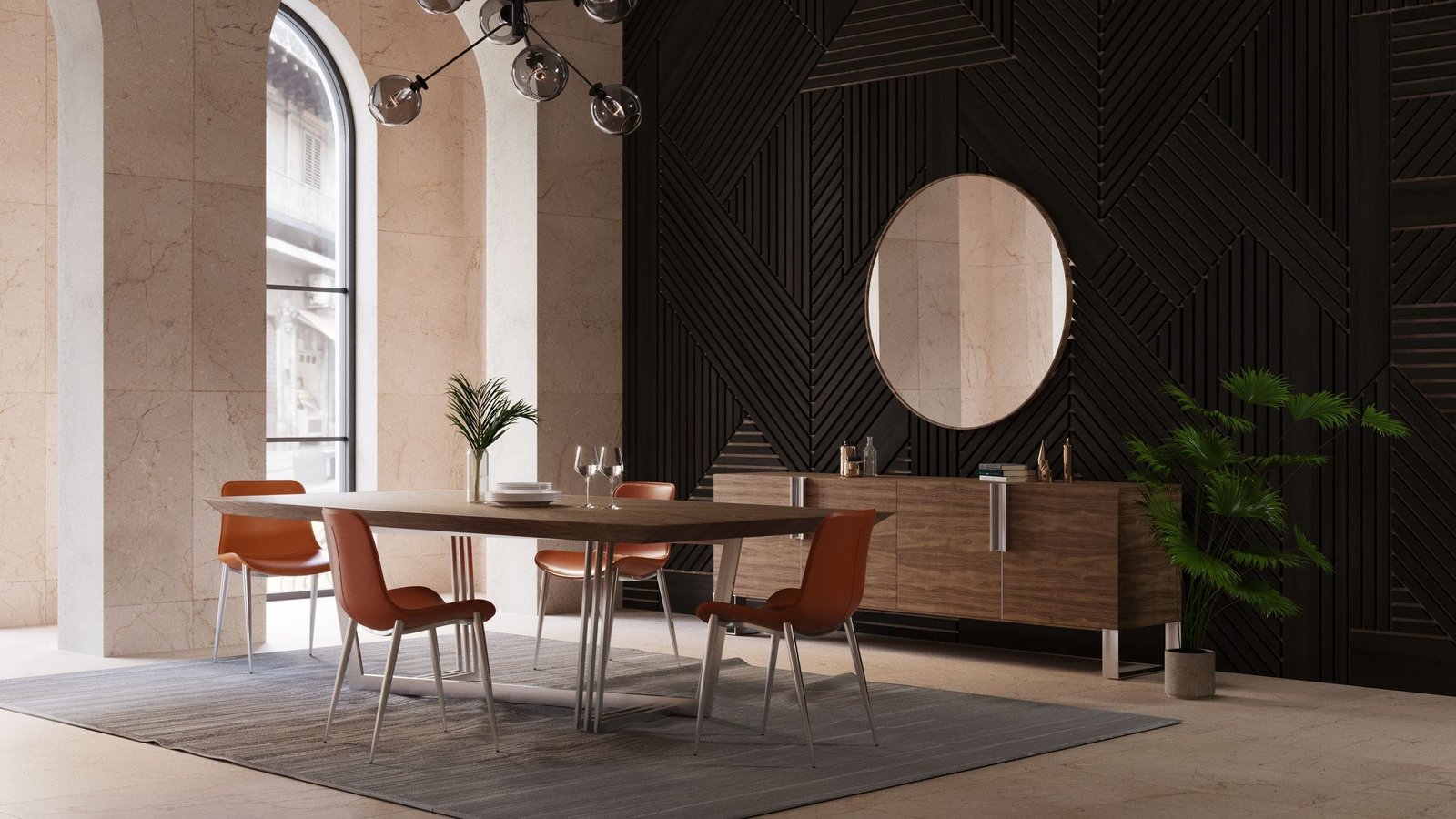 Modrest Gilroy - Modern Walnut & Stainless Steel Dining Table - Image 5