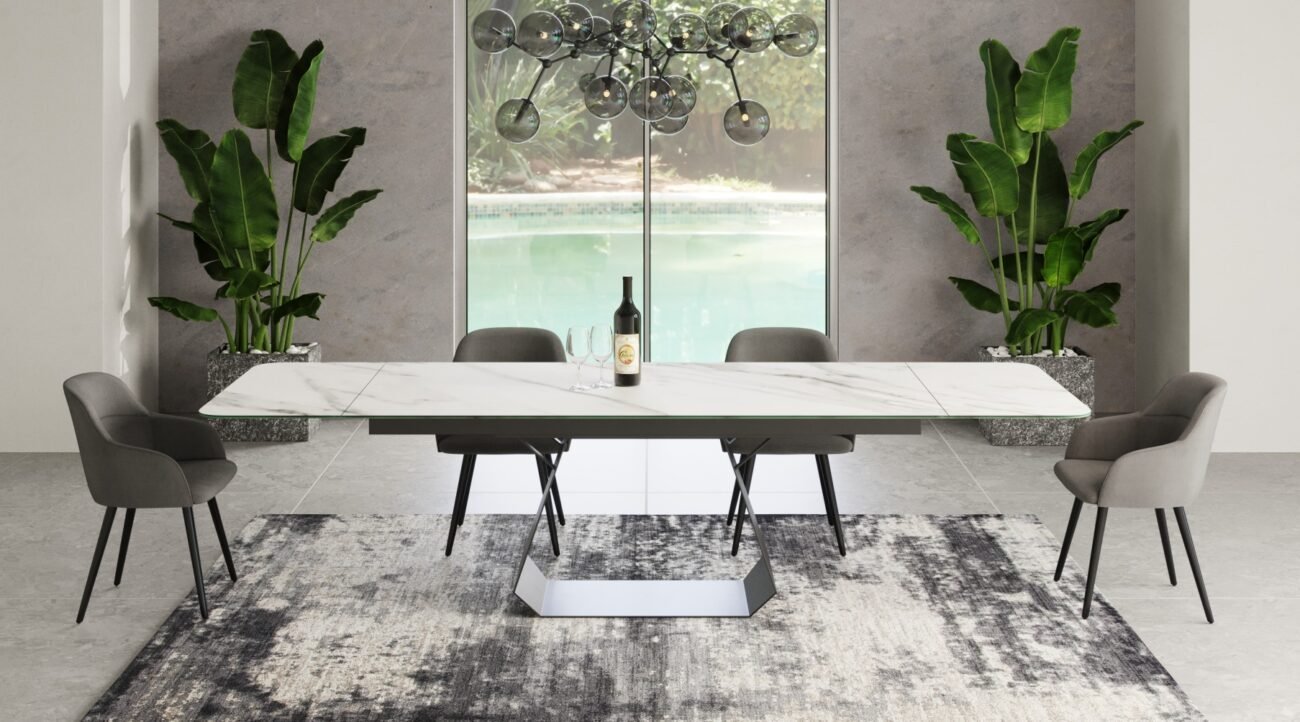 Modrest Howell - Modern White Ceramic Extendable Dining Table - Image 3