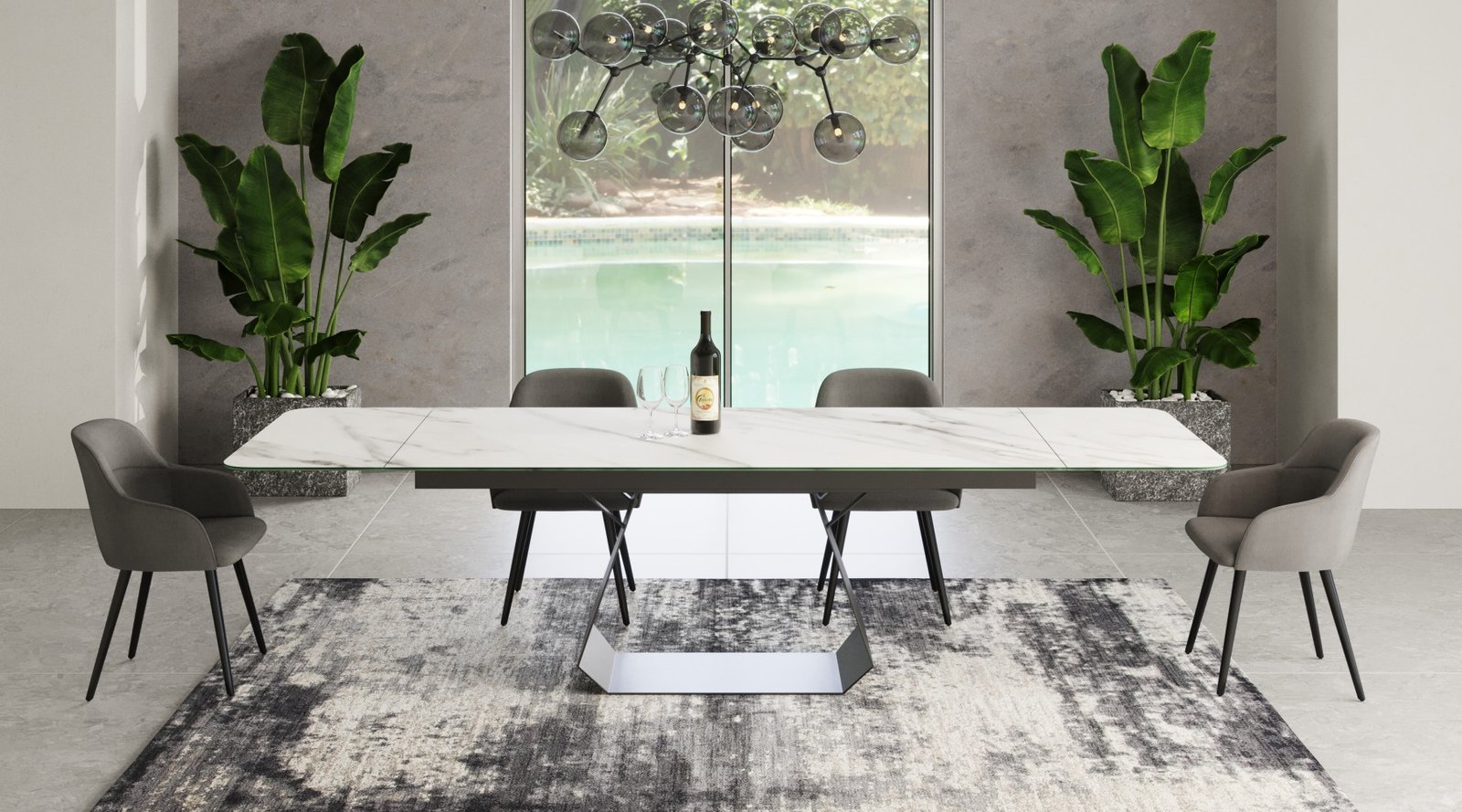 Modrest Howell - Modern White Ceramic Extendable Dining Table - Image 3