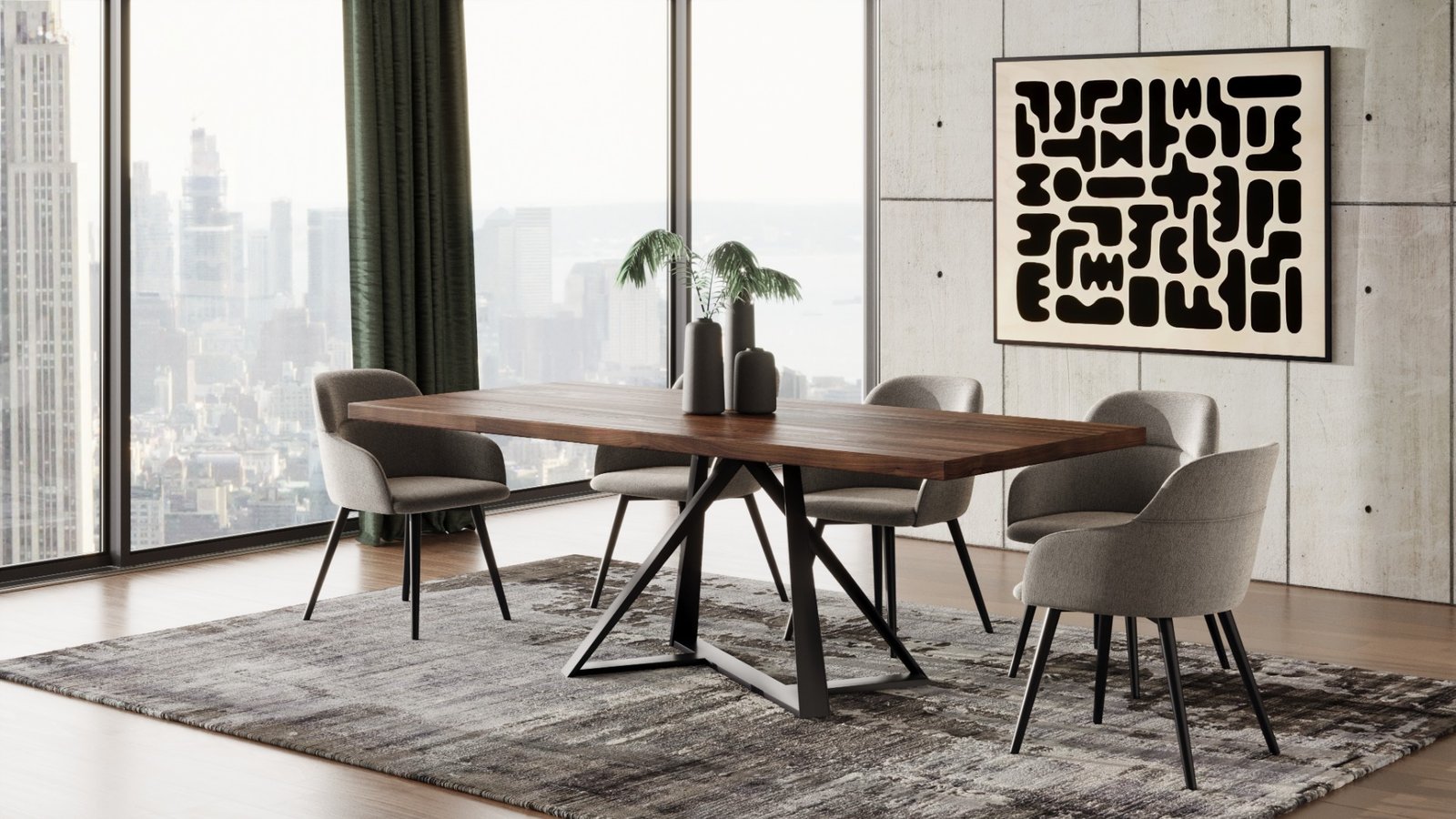 Modrest Keanna - Modern Industrial Walnut & Black Dining Table - Image 5