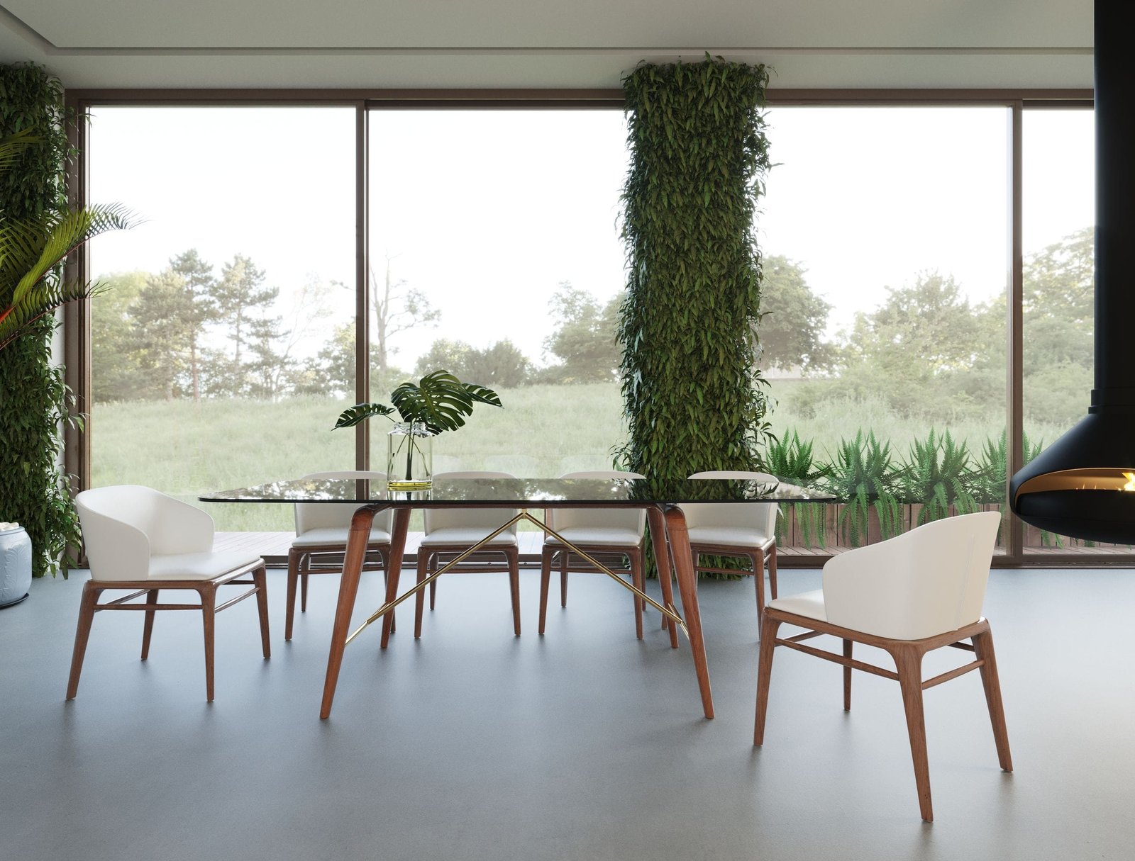 Modrest Kipling - Modern Smoked Glass & Walnut Large Dining Table - Image 5