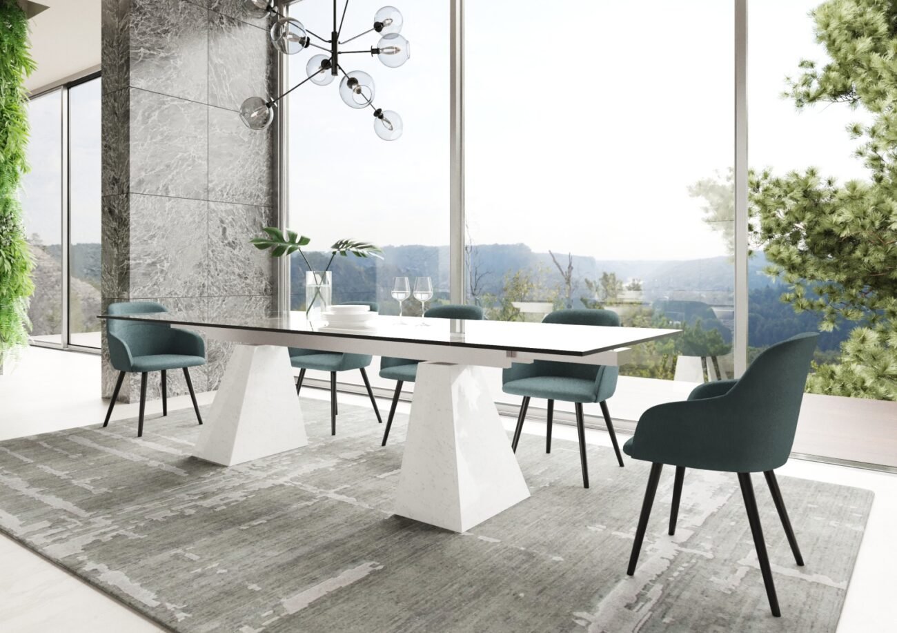 Modrest Latrobe - Modern Extendable Quartz Stone & Glass Dining Table - Image 4